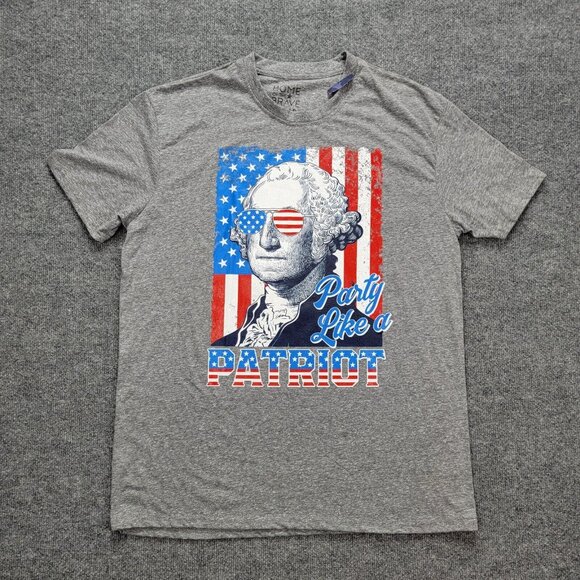 Home of The Brave Tshirt Mens‎ XL Gray Party Like A Patriot George Washington - Picture 1 of 6